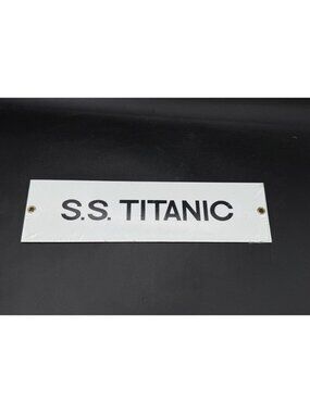 Ande Rooney Porcelain Nautical Metal S.S. Titanic Sign White Black